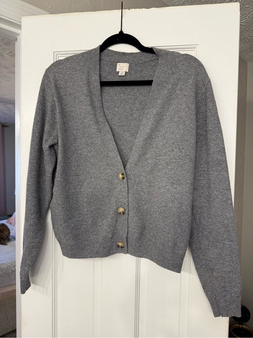a new day Gray V-Neck Button Cardigan Sweater